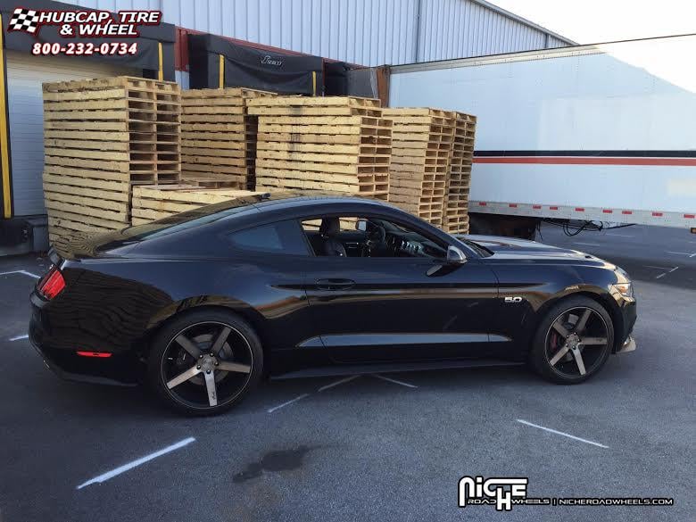 vehicle gallery/ford mustang niche milan m134  Black & Machined with Dark Tint wheels and rims